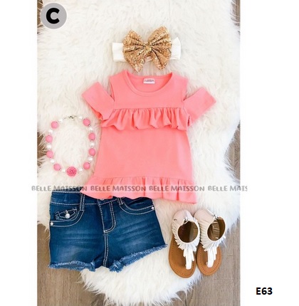 setelan atasan pink celana jeans anak